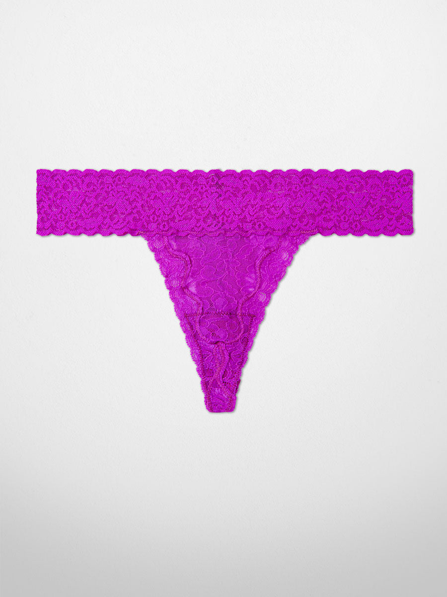 Victoria Secret Thong Lace Purple Panty Underwear V-String, XS 