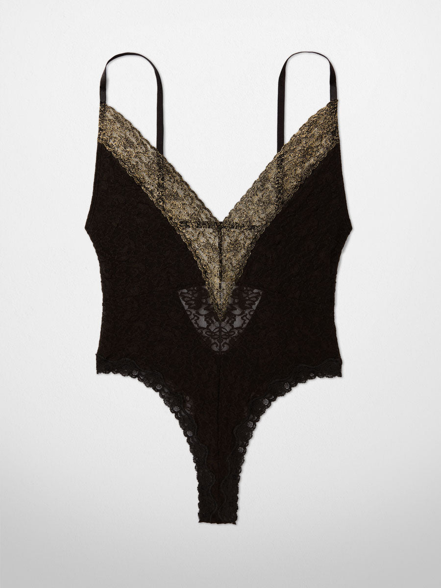 Sutton Lace Bodysuit - Black/GoldFoil - LoveSuze