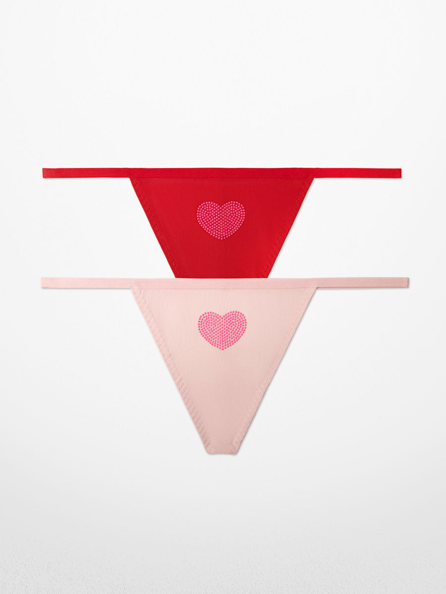 2-Pack Heart V-String Panty