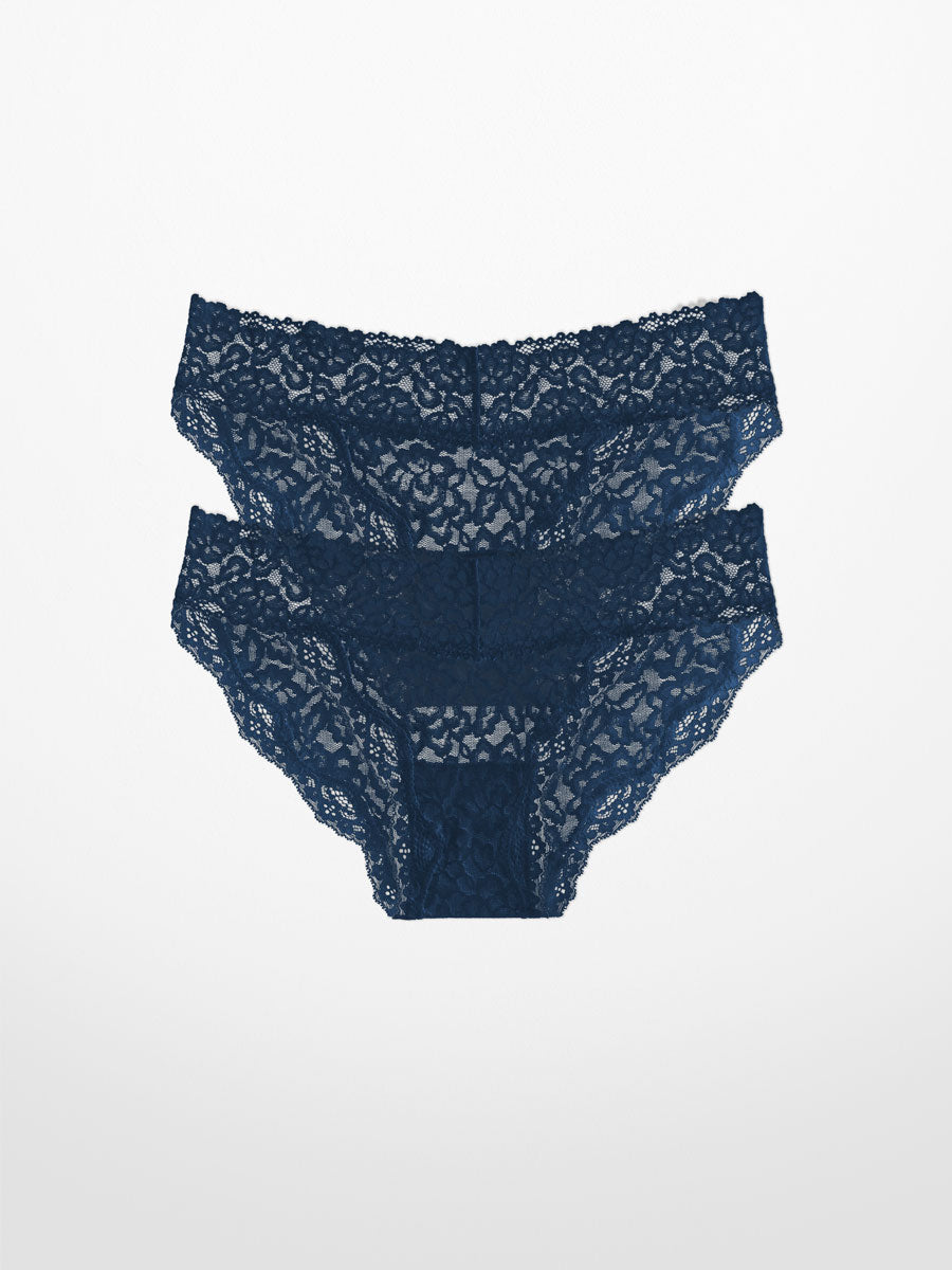 Luxe-Stretch Lace Bikini in Midnight Blue- LoveSuze