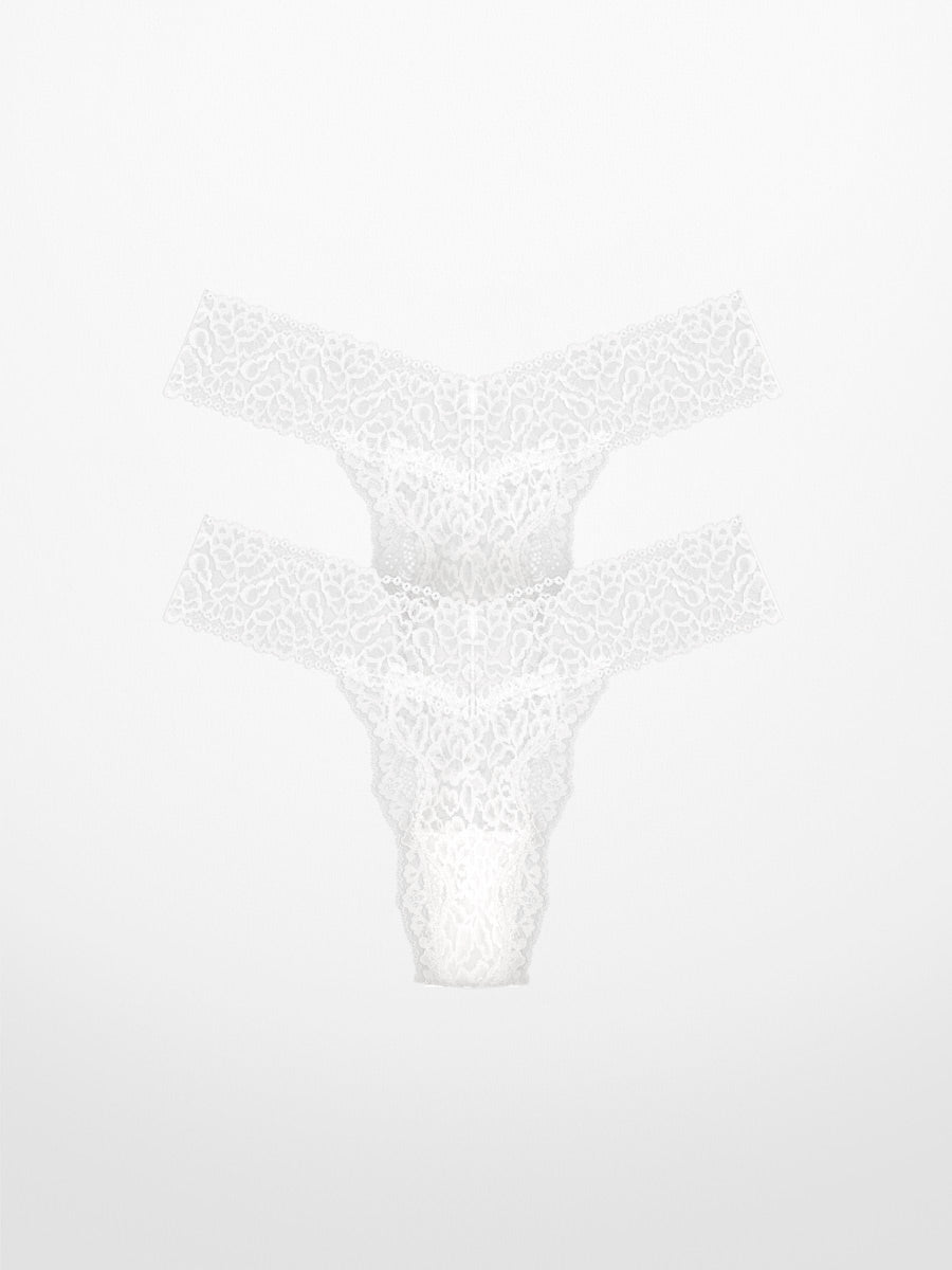 Luxe-Stretch Lace Thong - in White - LoveSuze