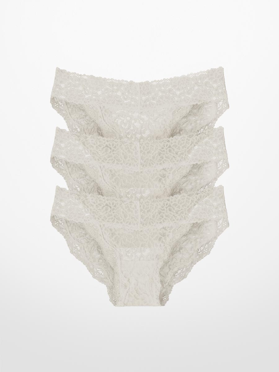 3-Pack Luxe-Stretch Lace Bikini in Taupe