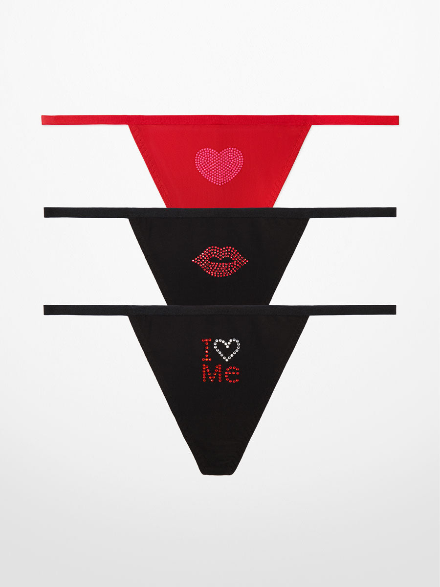 3-Pack V-String Set – Love Me More