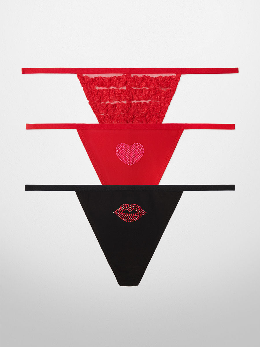 3-Pack V-String Set – Kiss & Make Up