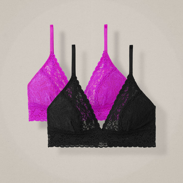 NoHo Lace Triangle Bralette  - Black Purple - LoveSuze