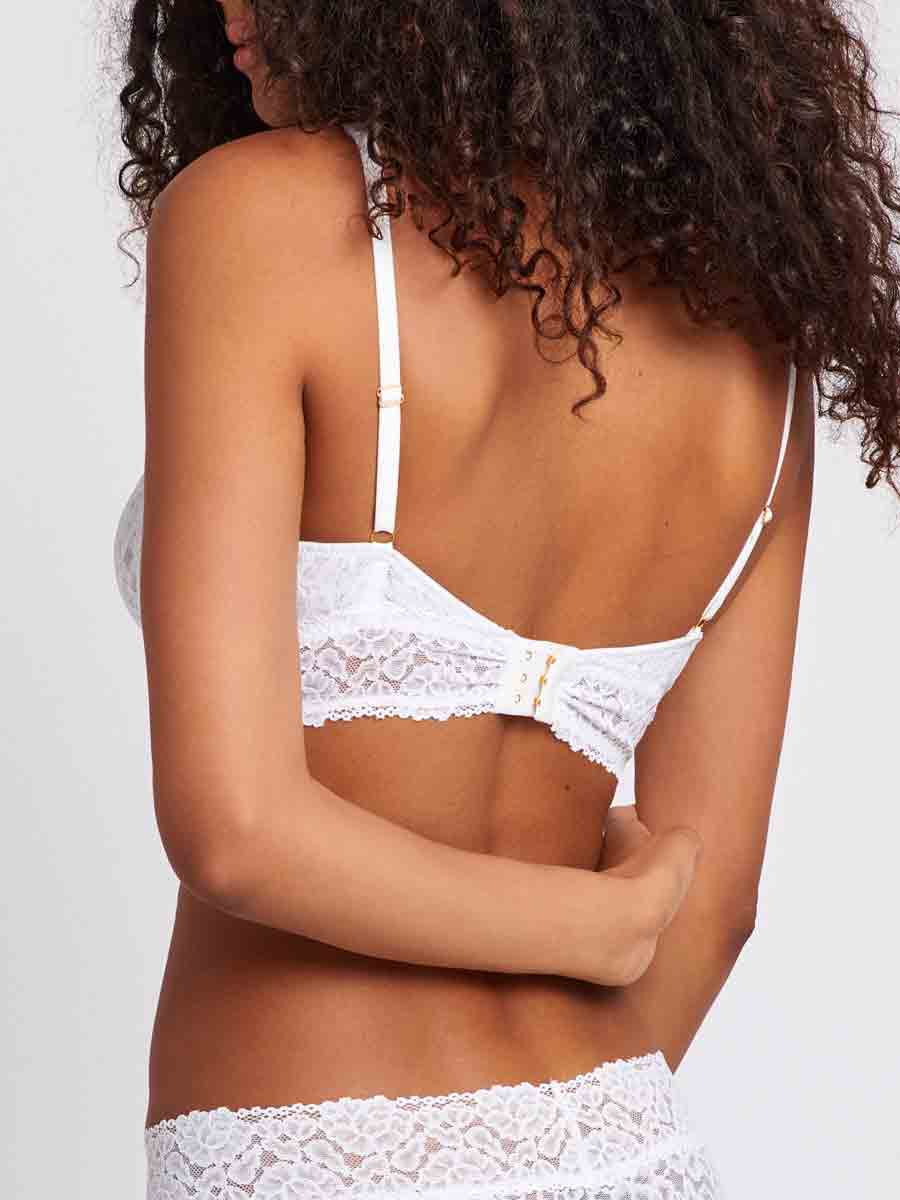 Luxe-Stretch Full-Bust Lace Plunge Bra - in White - LoveSuze