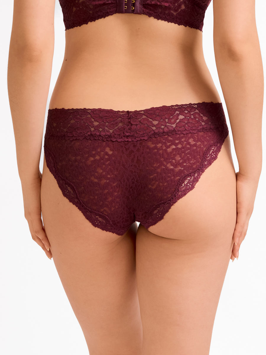 Lace bikini set in maroon/burgundy color - back view