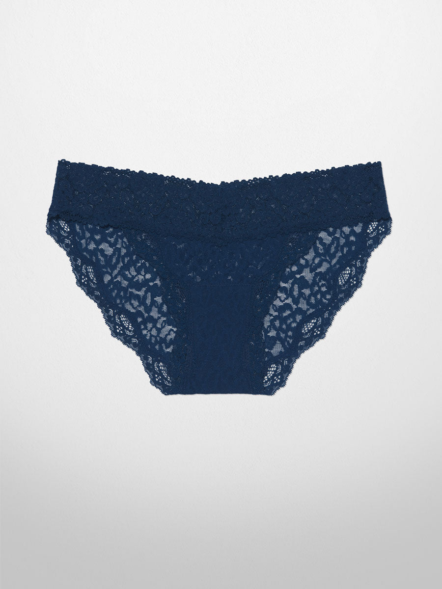 Luxe-Stretch Lace Bikini in Midnight Blue- LoveSuze