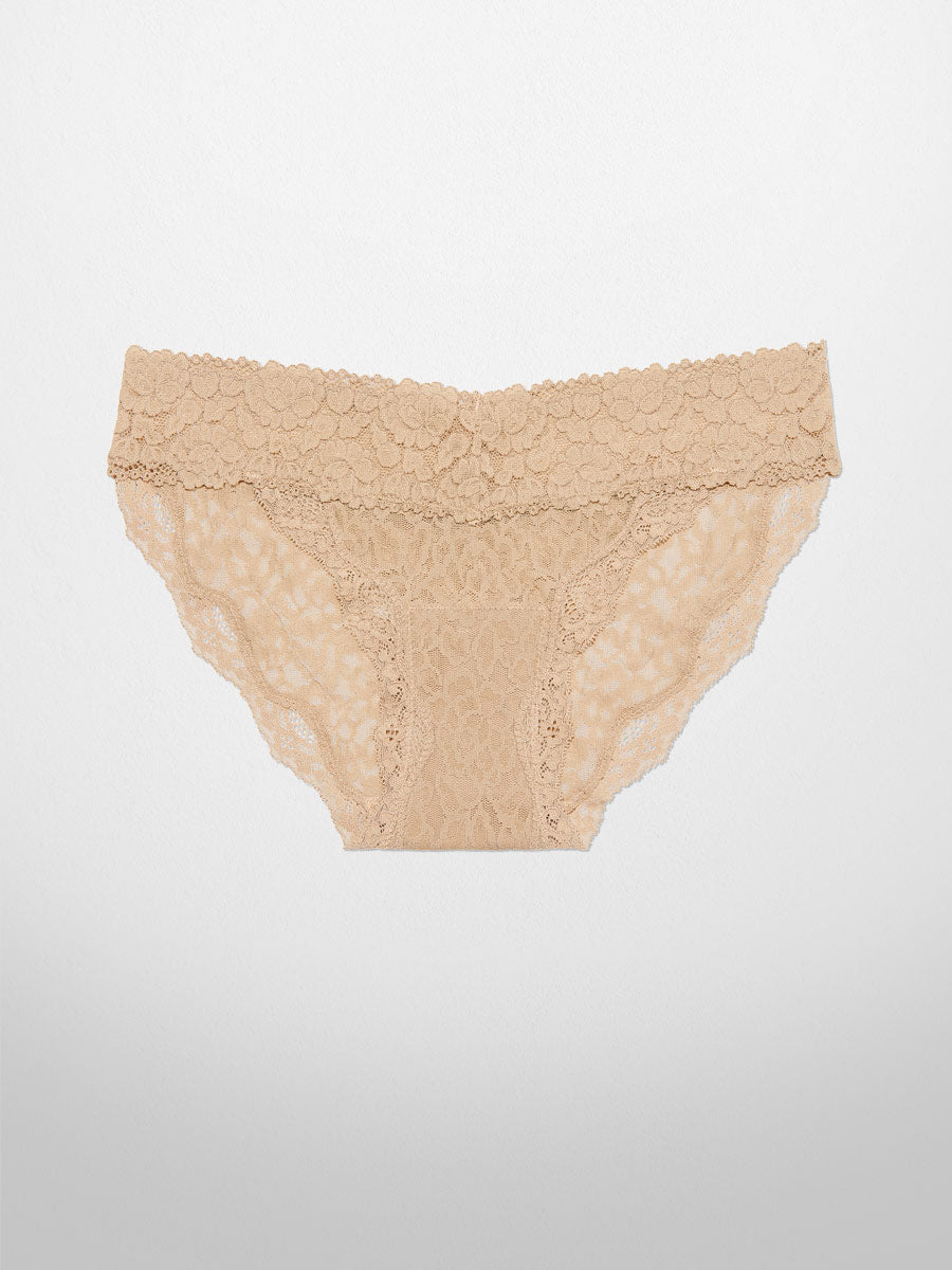 Luxe-Stretch Lace Bikini in Nude - LoveSuze 