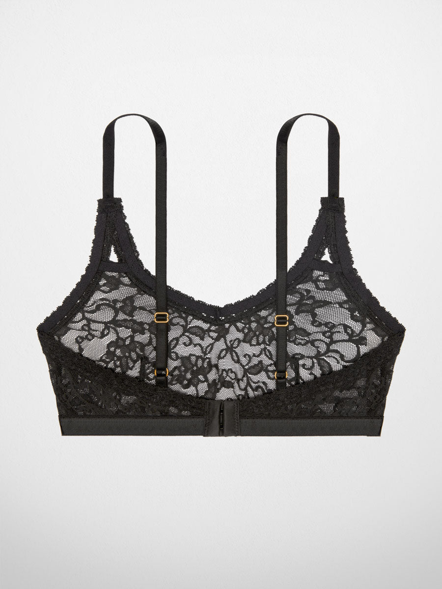 Luxe-Stretch Lace Scoop Bralette - Black - LoveSuze