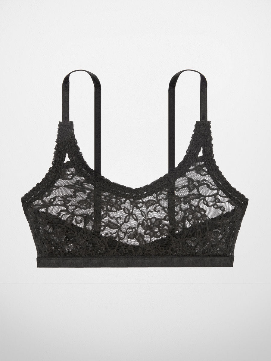 Luxe-Stretch Lace Scoop Bralette - Black - LoveSuze