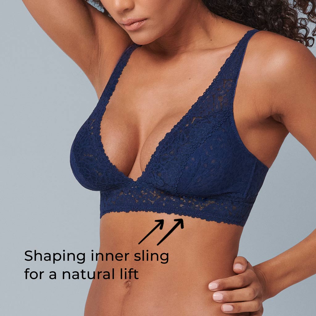 Luxe-Stretch Full-Bust Plunge Bra - Navy - LoveSuze