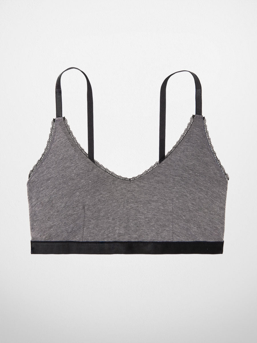 Comfort-Stretch Cotton  Scoop Bra- Grey - LoveSuze