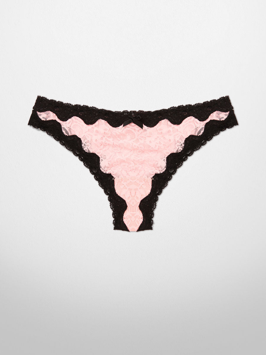 Downtown Lace Cheeky Bikini - Pink/Black- LoveSuze