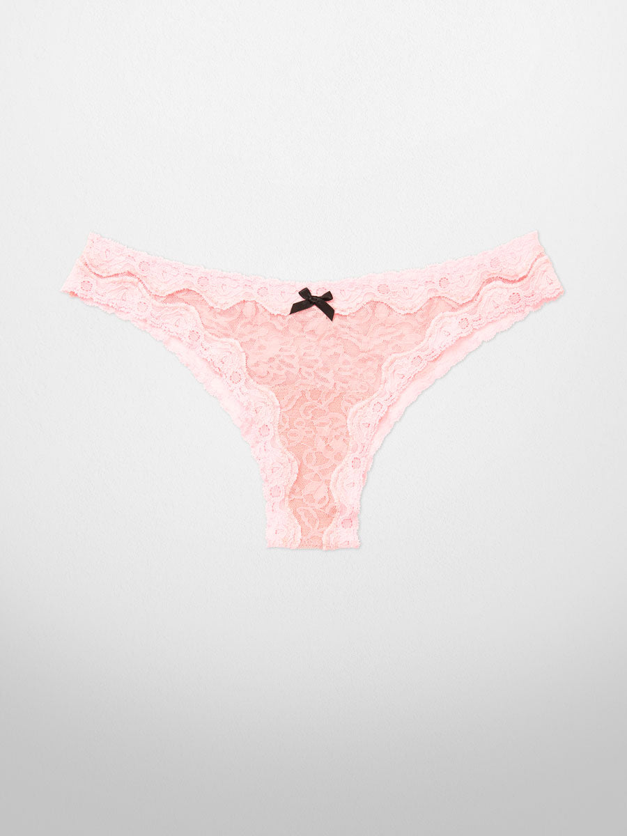 Downtown Lace Cheeky Bikini - Pink - LoveSuze