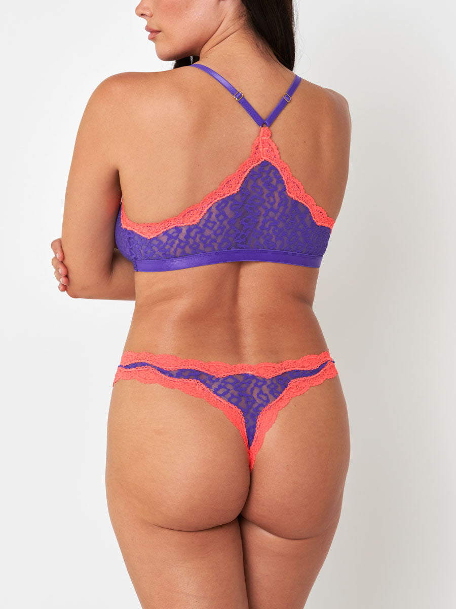 Ever-Stretch Lace Thong - Purple - LoveSuze
