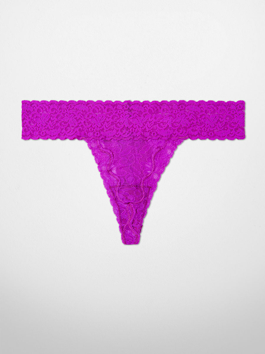 Gramercy Lace High Leg Thong - Purple - LoveSuze