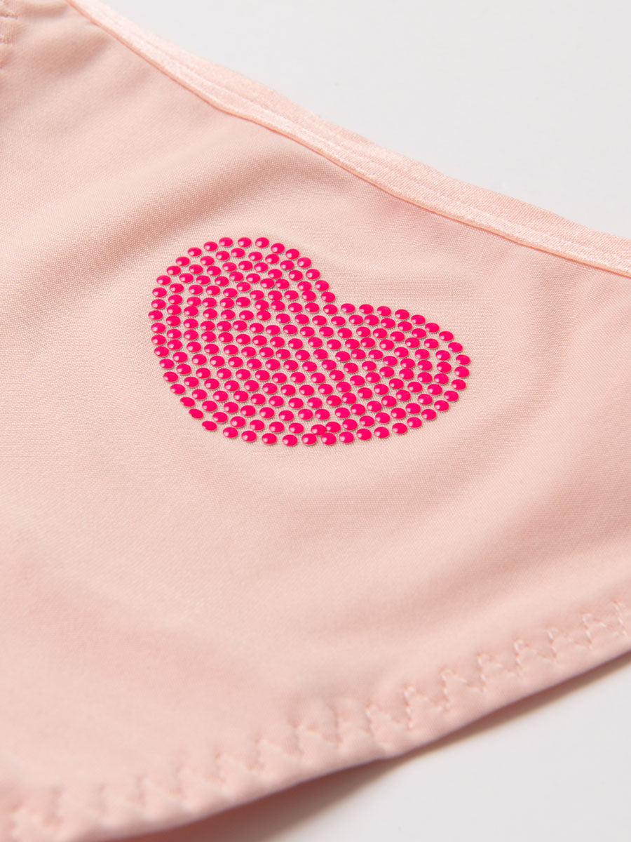 Heart V-String Panty - Pink - LoveSuze