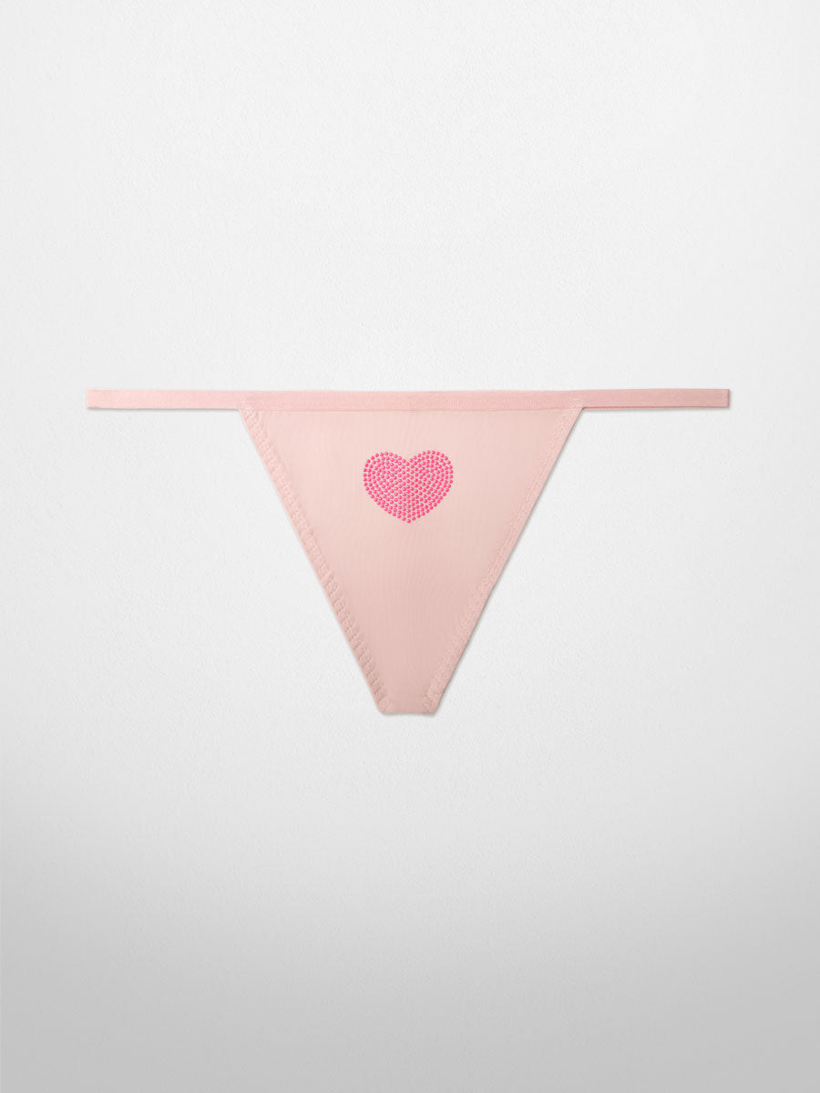 Heart V-String Panty - Pink - LoveSuze