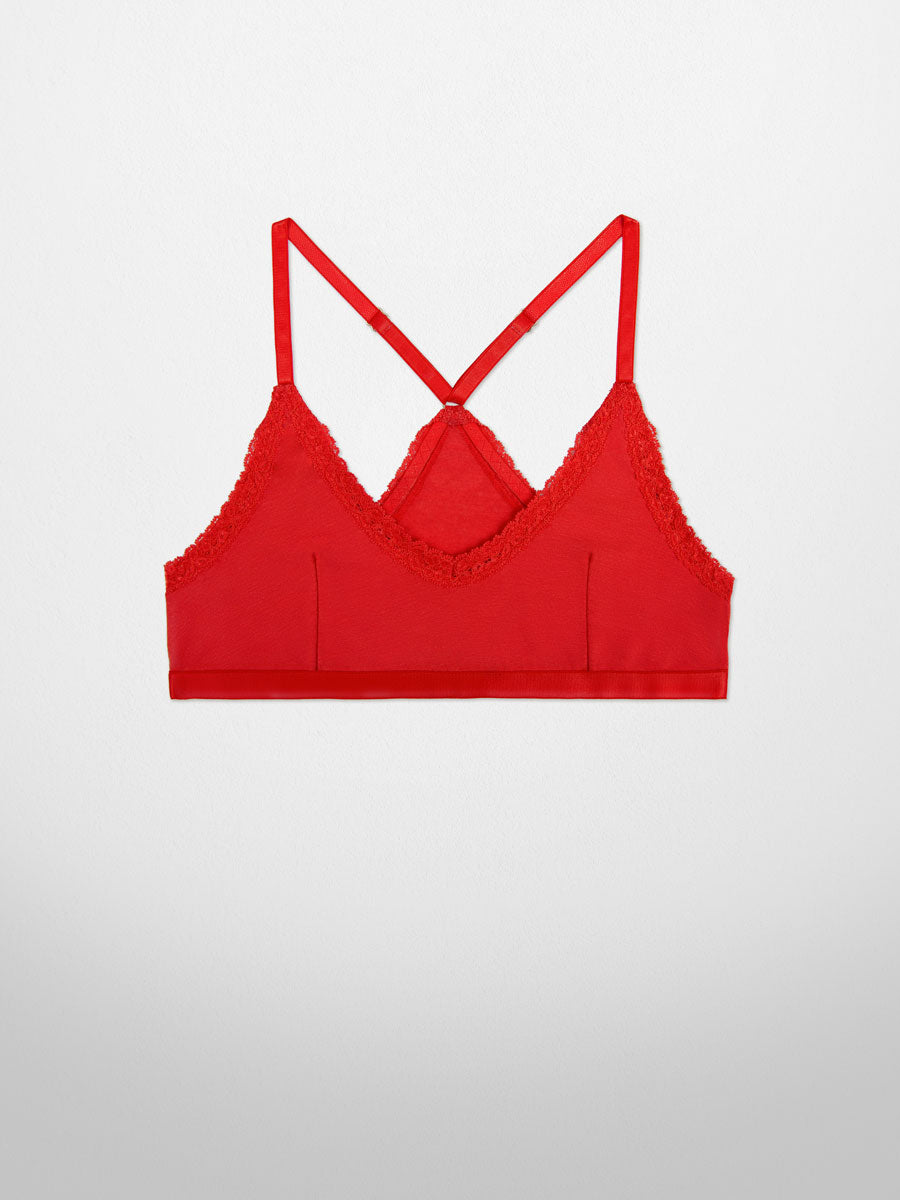 commando® womens Butter + Lace Racerback Bralette, XS, Red