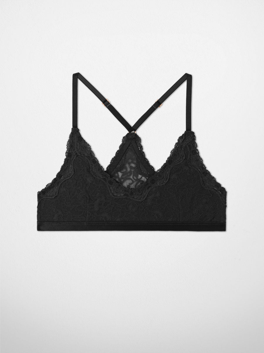 SoHo Lace Scoop Racerback Bra - Black - LoveSuze