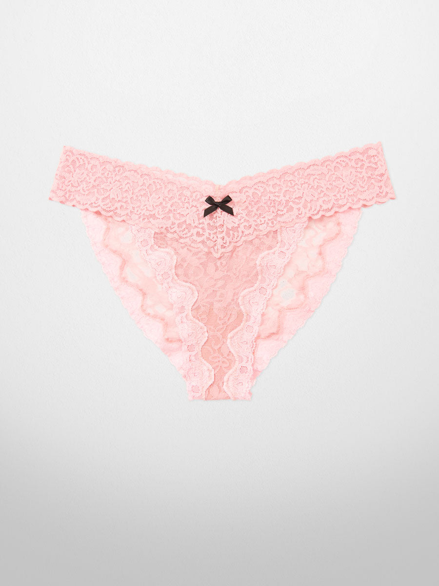 Uptown Lace Bikini Underwear - Pink - LoveSuze